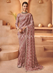 Rose Gold Embroidered Sari