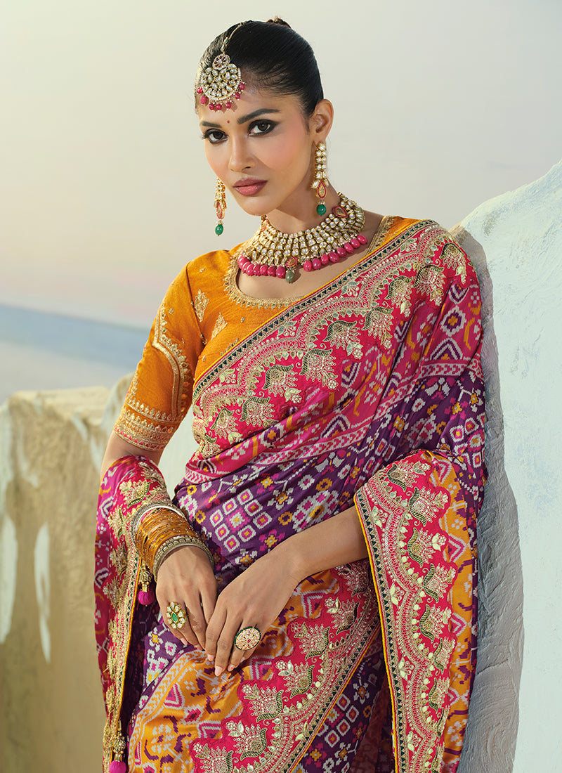 Shop Designer Purple Patola Sari In Canada