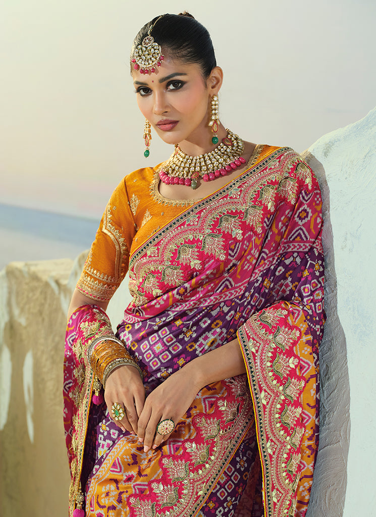 Shop Designer Purple Patola Sari In Canada