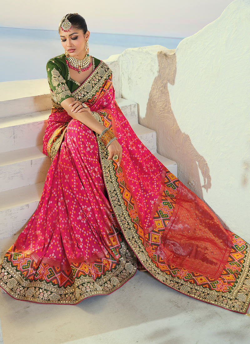 Buy Magenta Patola Saree With BlouseIn UK