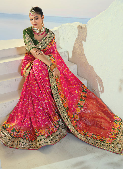 Buy Magenta Patola Saree With BlouseIn UK