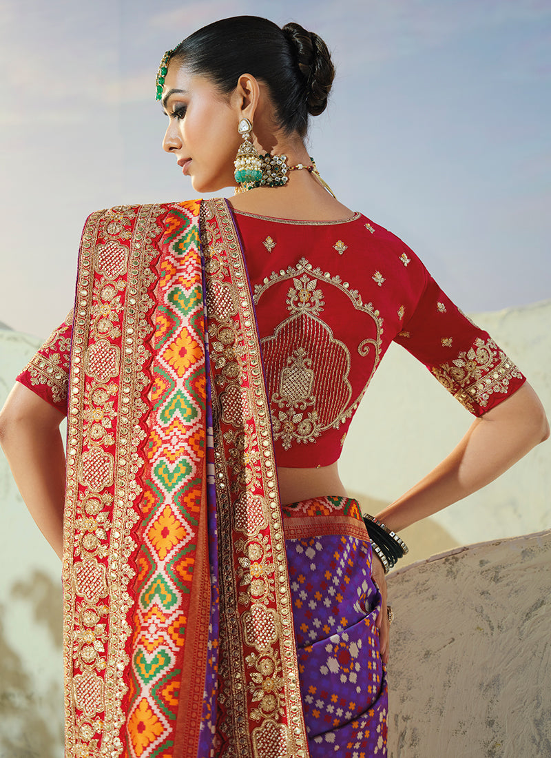 Shop Purple And Red Patola Sari In Canada 
