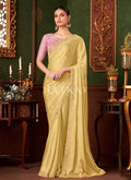 Yellow And Pink Designer Saree