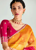 Red And Yellow Shaded Silk Sari