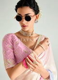 Pink And Cream Shaded Silk Sari