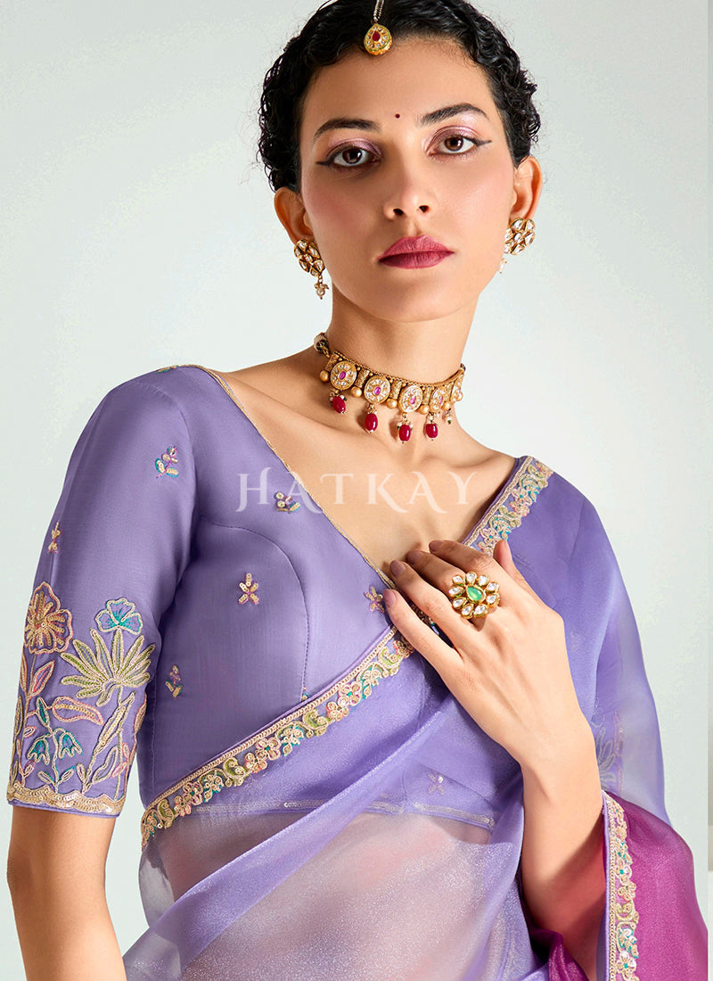 Purple And Magenta Silk Sari