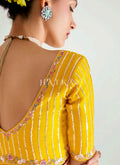Peach And Yellow Partywear  Sari