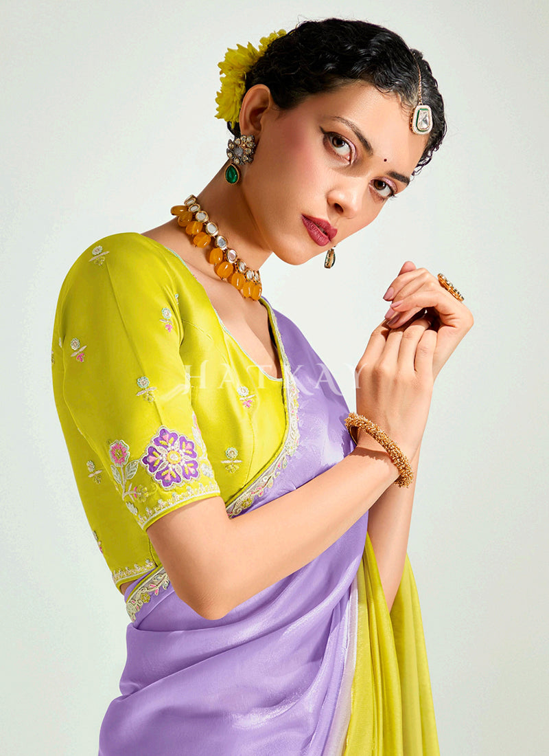Purple And Yellow Sari