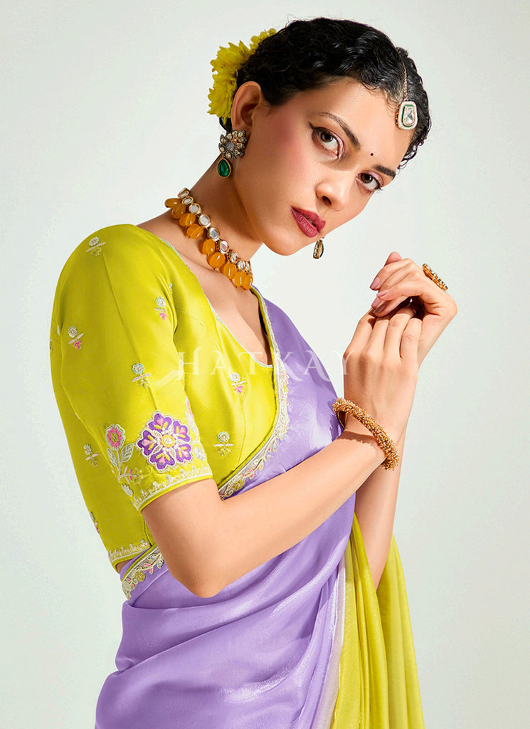 Purple And Yellow Sari