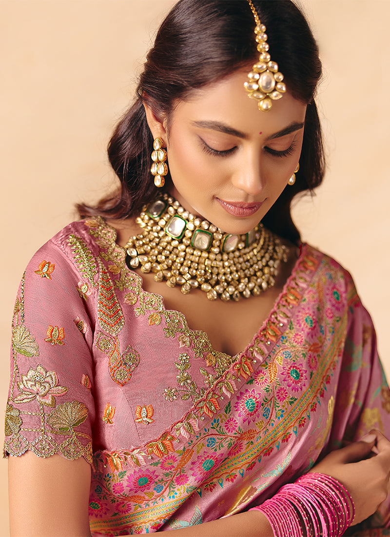 Shop Peach Reception Saree In Australia