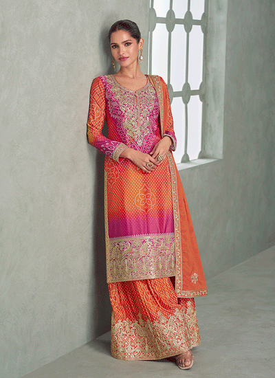 Orange And Pink Gharara Suit