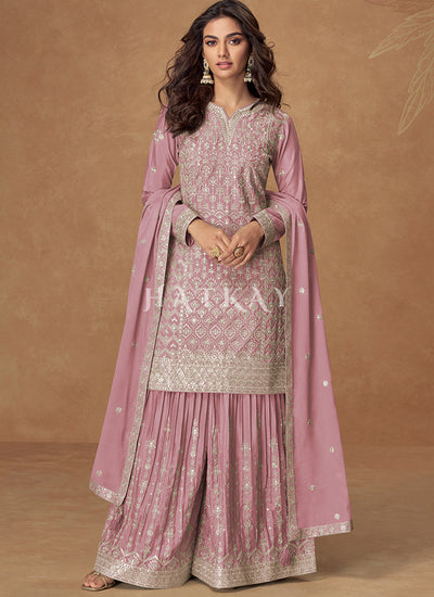 Pink Gharara Style Suit