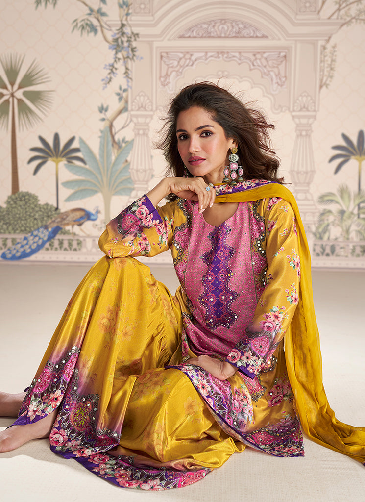 Shop Yellow Mehendi Gharara Suit Online