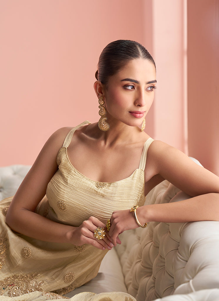 Shop Golden Beige Traditional Gharara Suit In UK