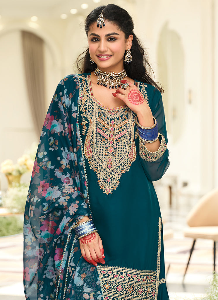 Buy Teal Blue Gharara Suit In Australia