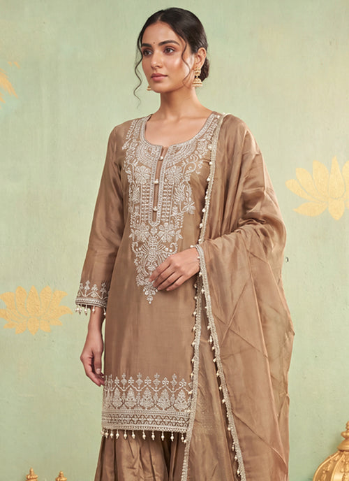 Shop Brown Gharara Suit Online