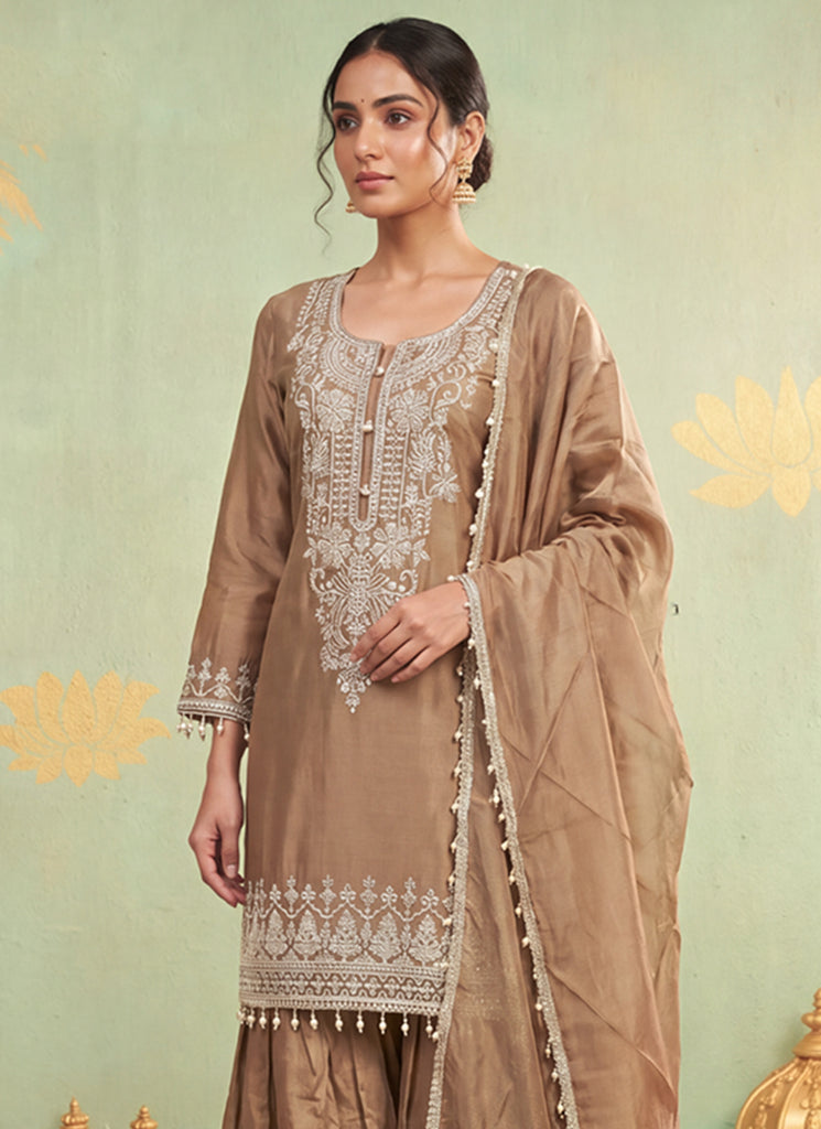 Shop Brown Gharara Suit Online