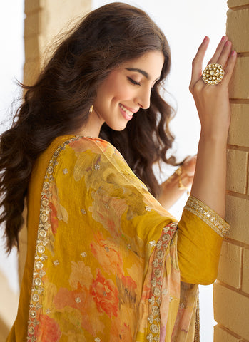 Yellow Festive Wear Gharara Suit
