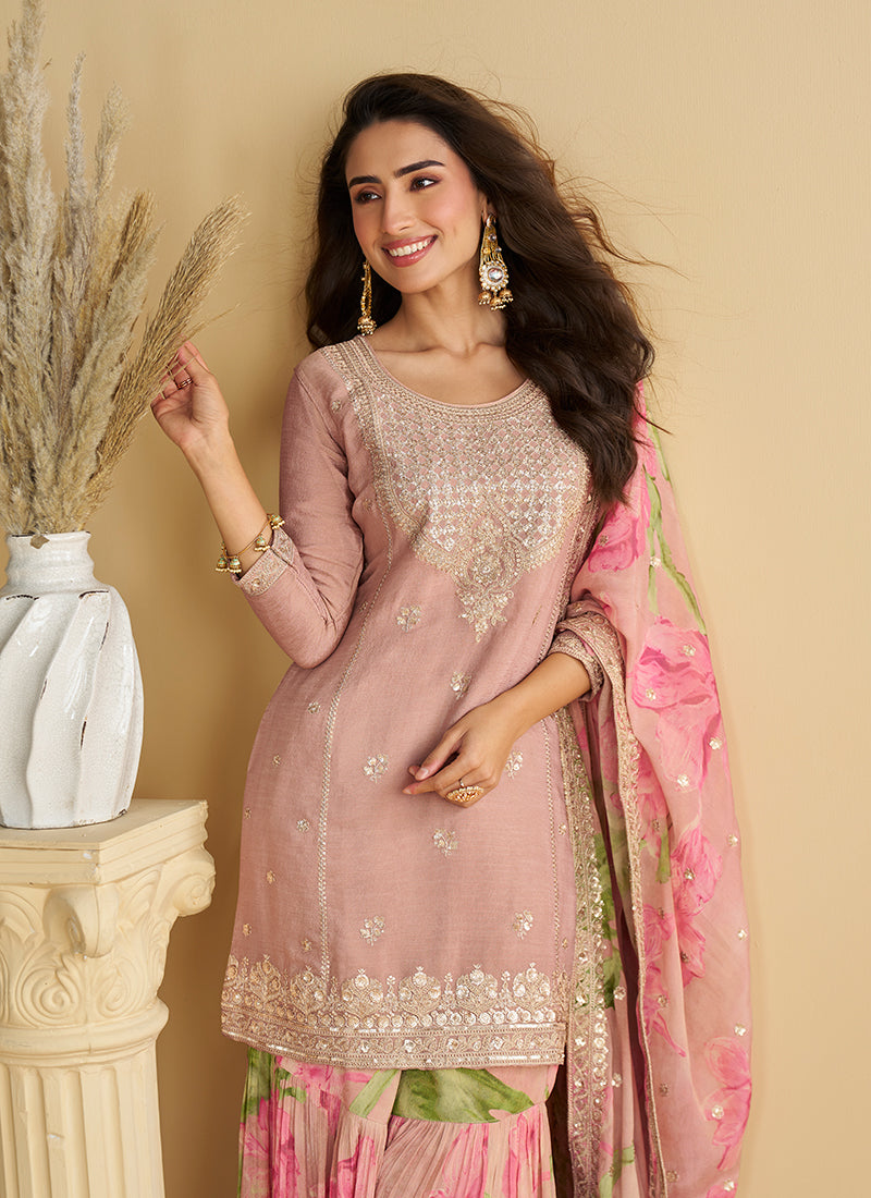 Buy Stylish Pink Gharara Suit Online