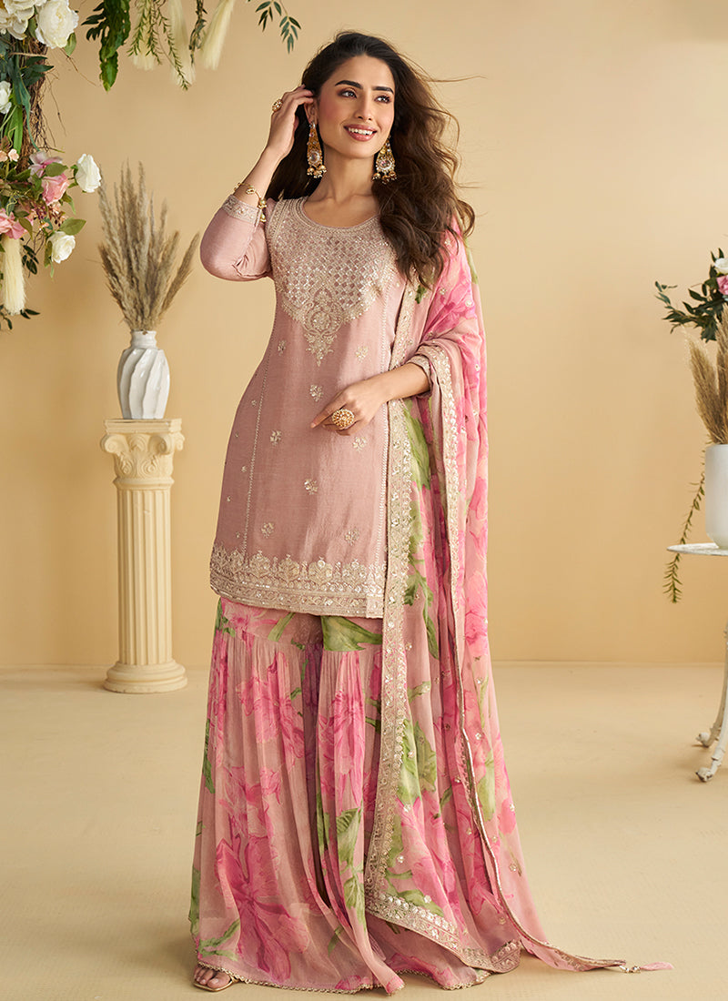 Pink Festive Wear Gharara Suit