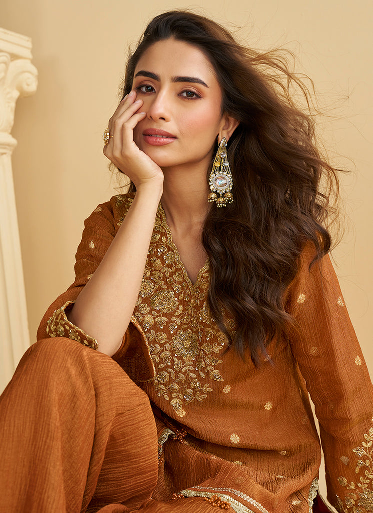 Shop Stylish Brown Gharara Suit Online