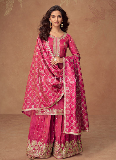 Shop Magenta Pink Gharara Style Suit
