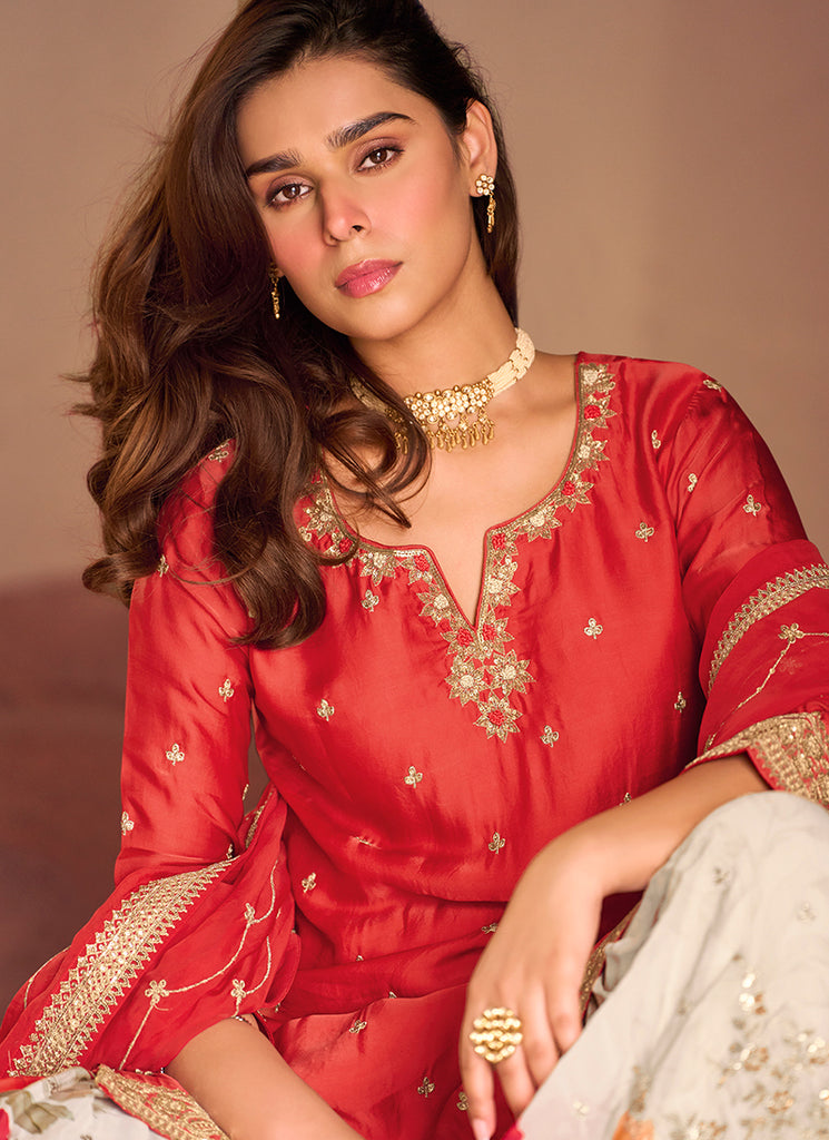 Buy Red Gharara Suit In Canada