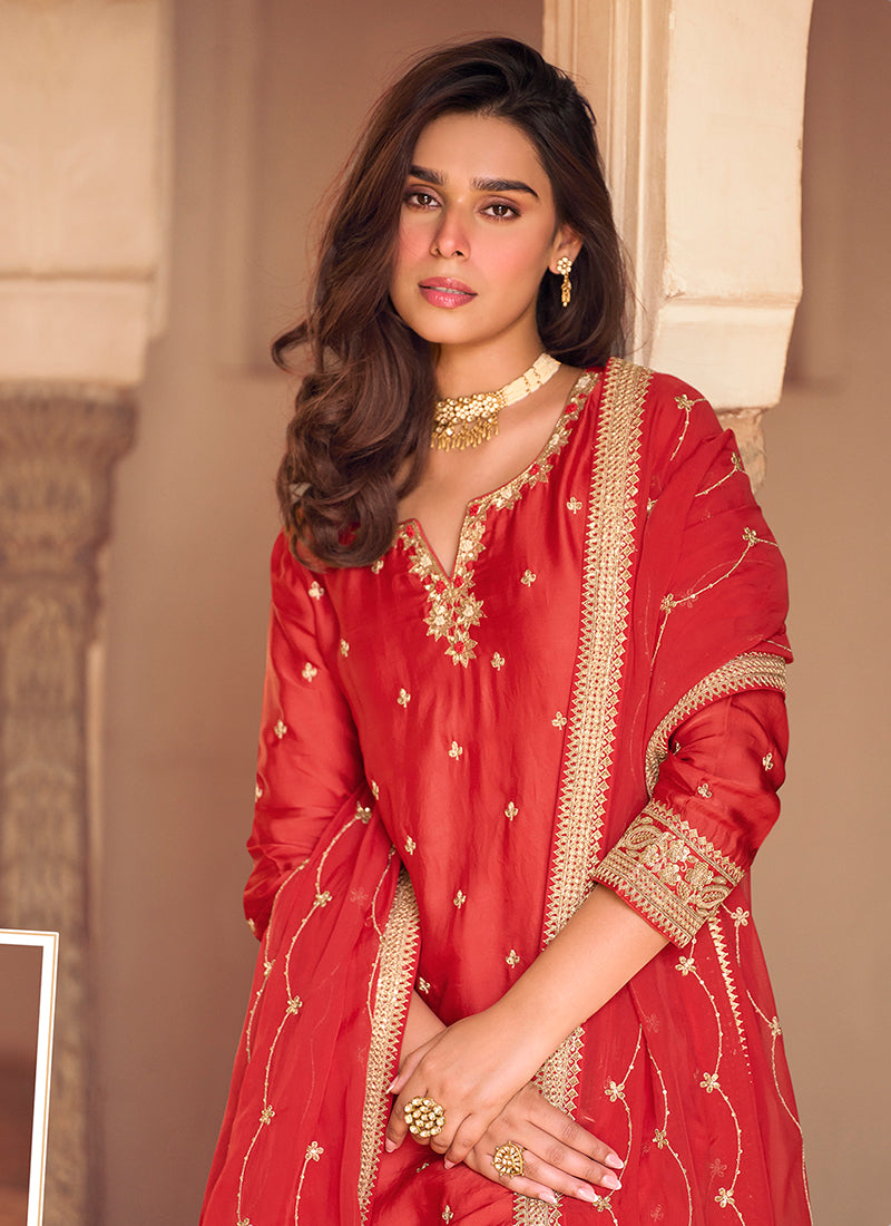 Shop Red Gharara Suit Online