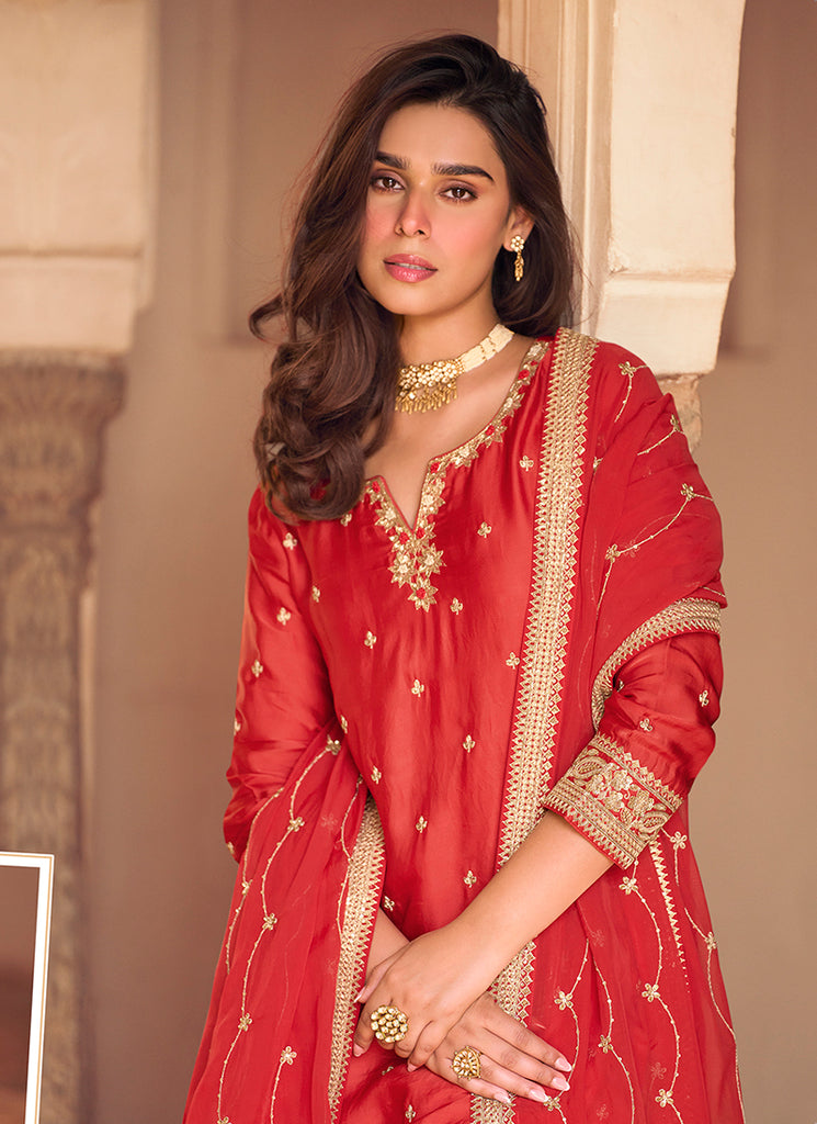 Shop Red Gharara Suit Online