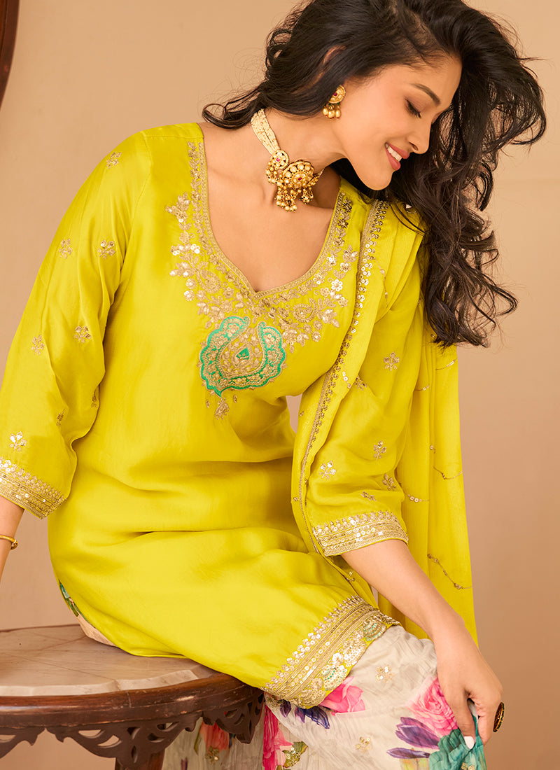 Yellow Festival Gharara Suit At Hatkay