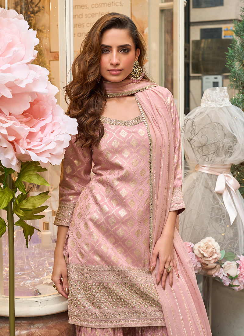 Pink Gharara Suit - Buy Online At Hatkay