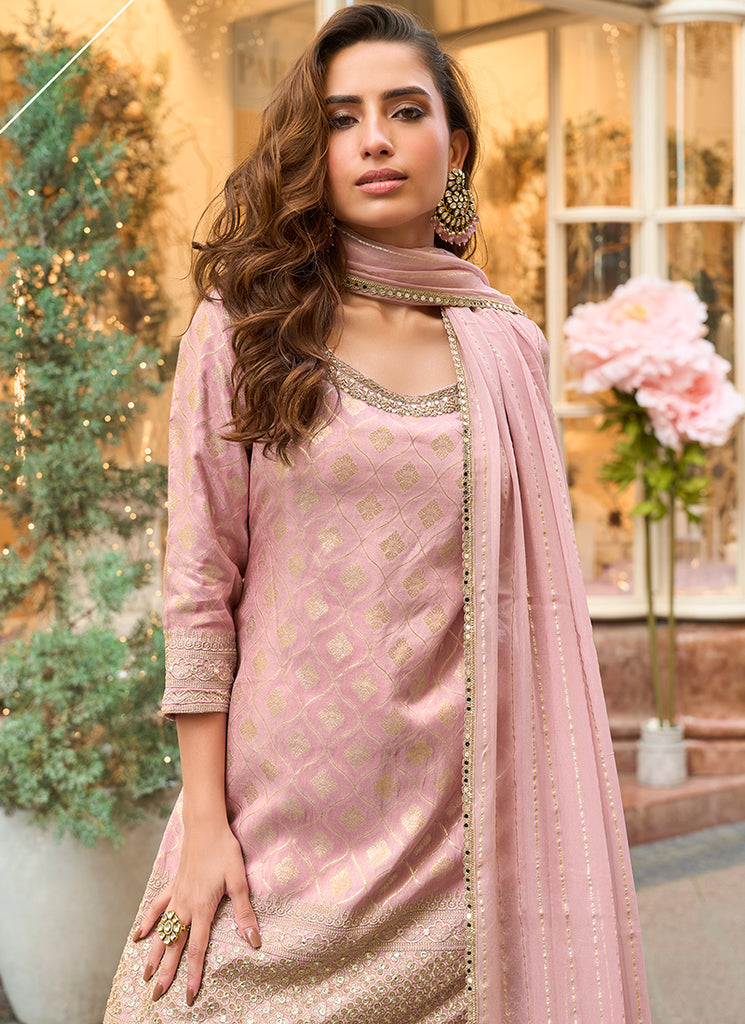 Buy Pink Party Wear Gharara Suit In USA