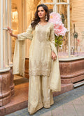 Cream Beige Party Wear Gharara Suit