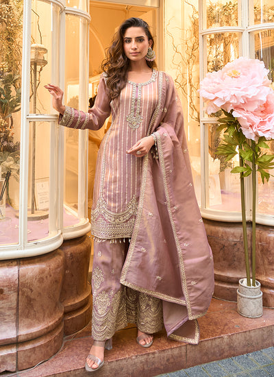 Mauve Purple Party Wear Gharara Suit