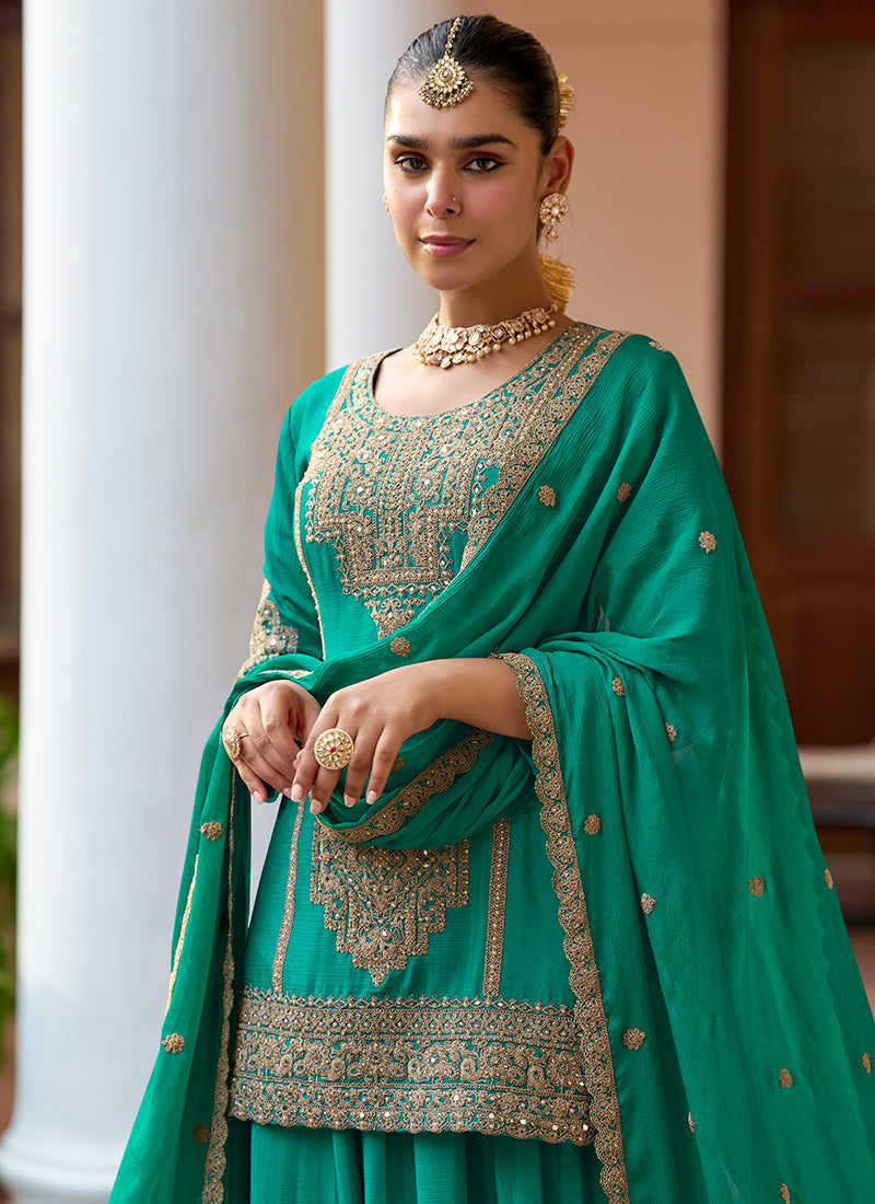 Buy Green Gharara Suit In USA