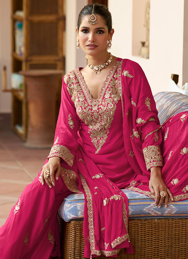 Buy Magenta Pink Gharara Suit In UK