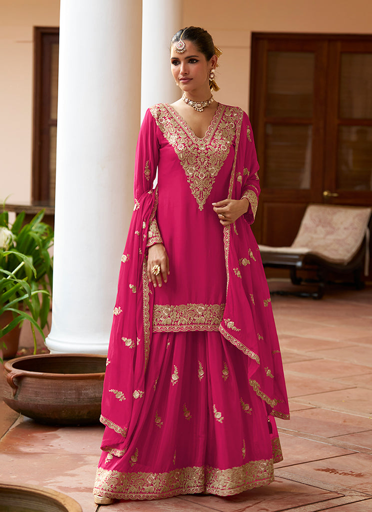 Shop Magenta Pink Gharara Suit Online