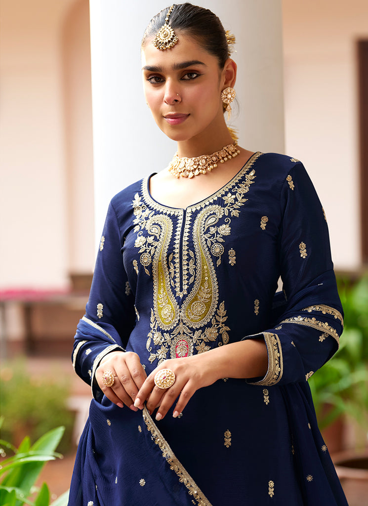 Buy Blue Designer Gharara Suit In Canada
