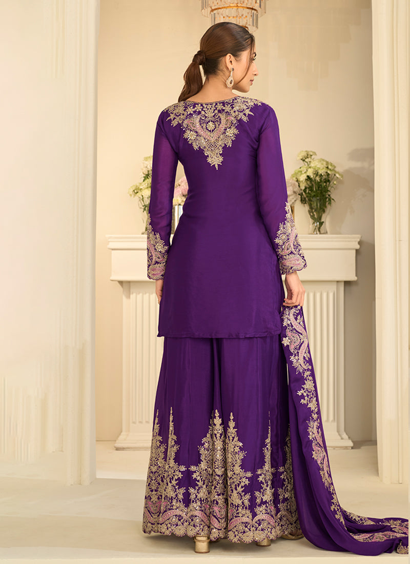 Buy Purple Gharara Suit In USA