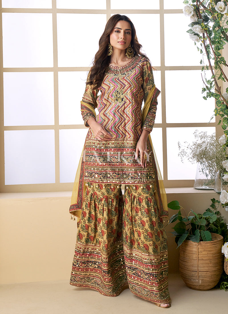 Buy Yellow Gharara Suit For Mehendi Function