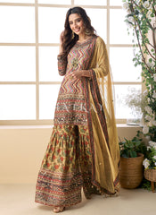 Yellow Multicolor Gota Patti Gharara Suit