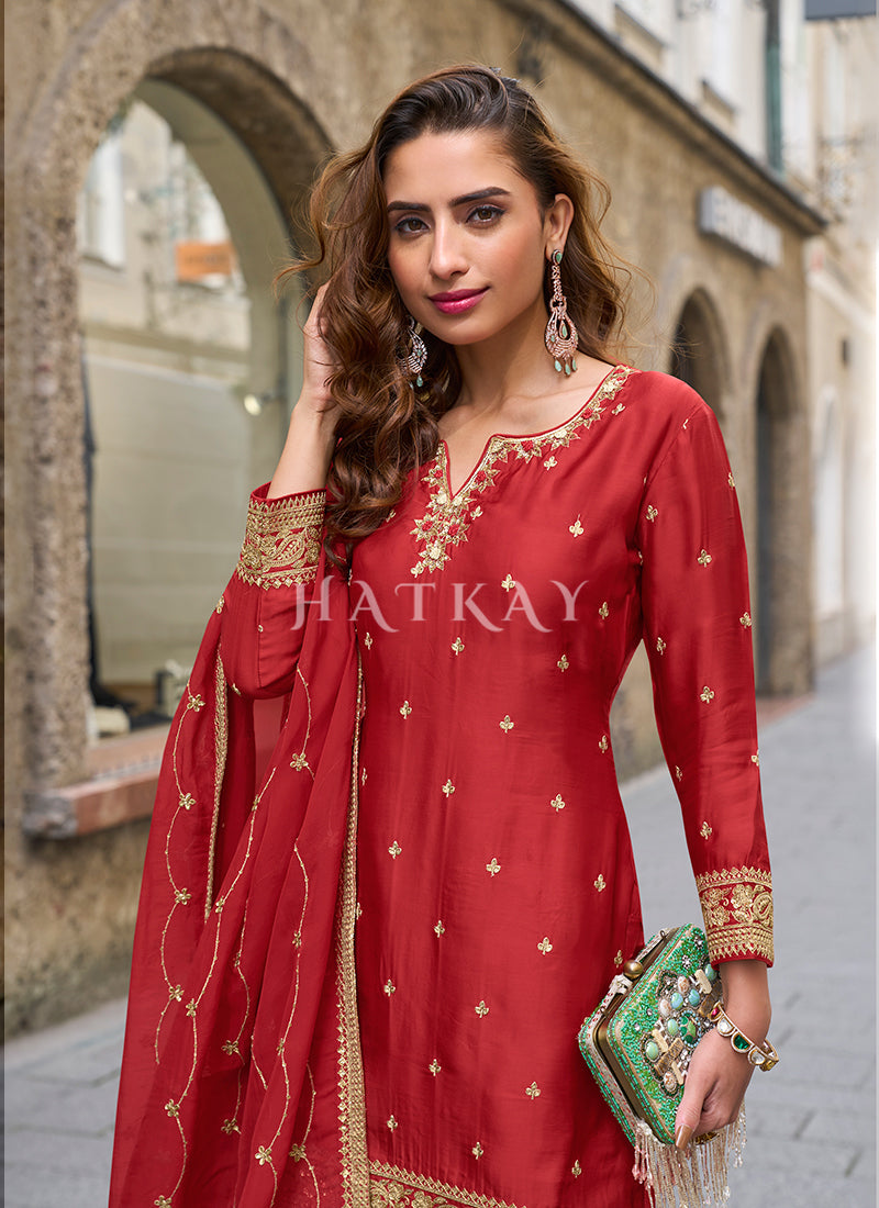 Buy Red Bollywood Gharara Suit 