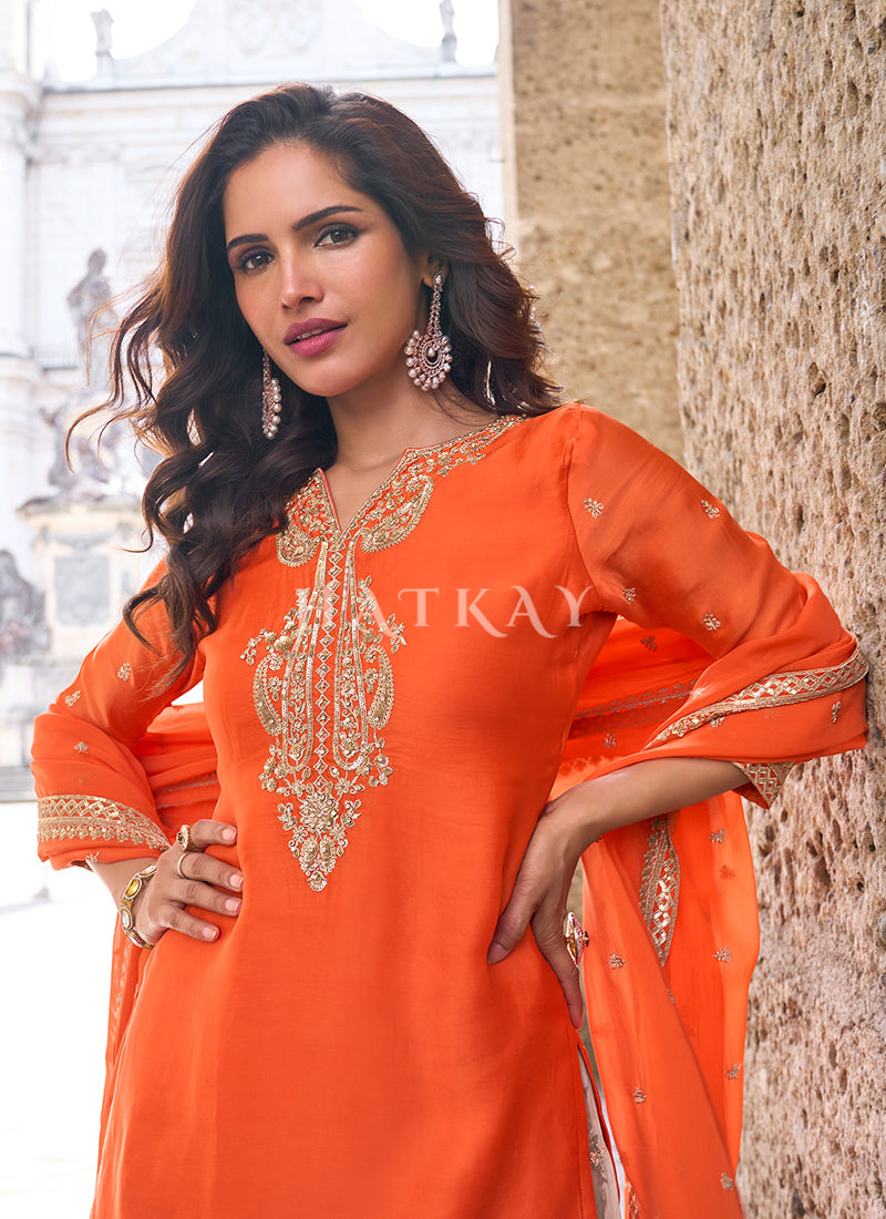 Buy Orange Gharara Suit In Canada