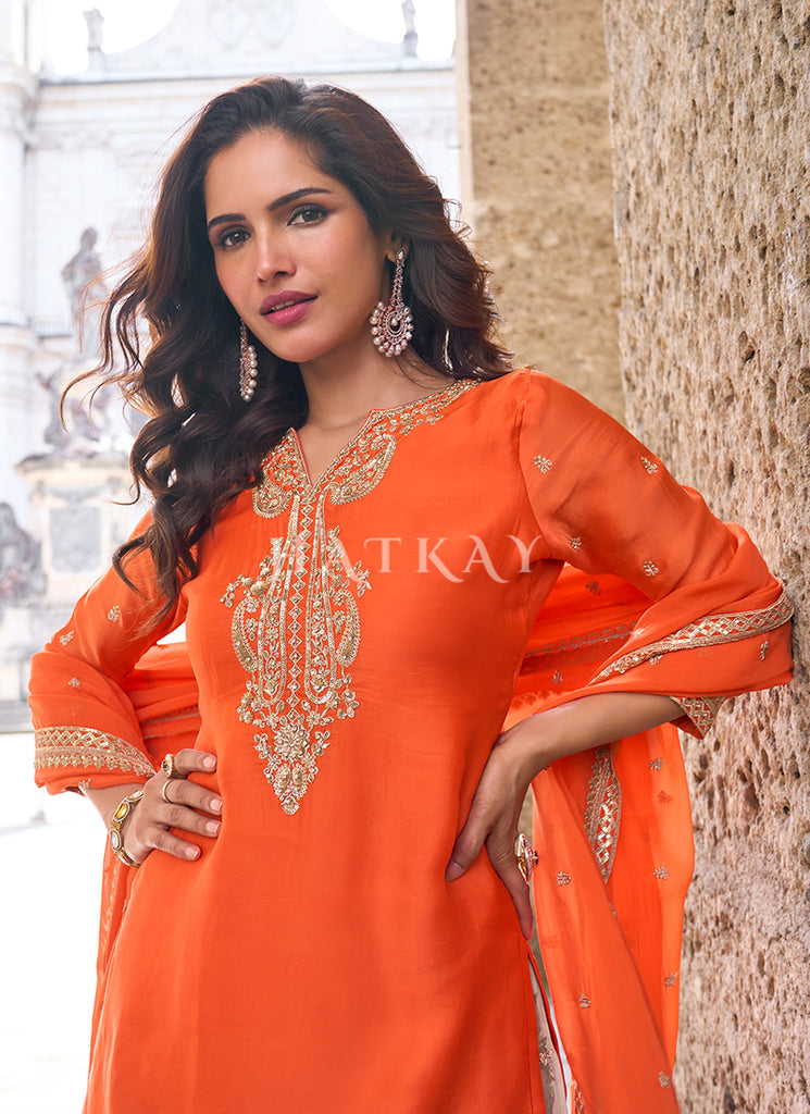 Buy Orange Gharara Suit In Canada