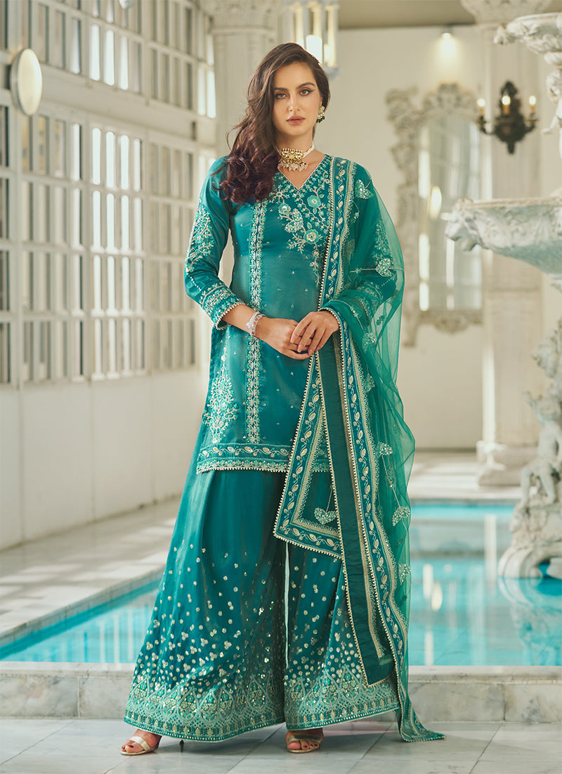 Ghazal – Jade Green Sharara Set