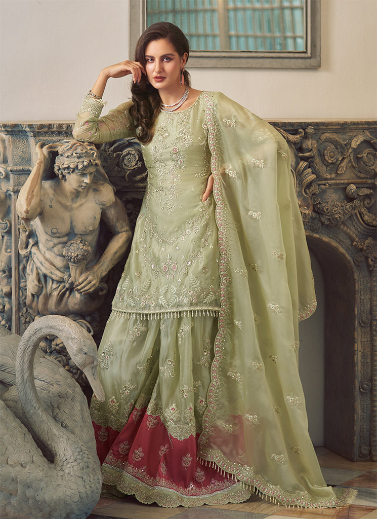Buy Pistachio Green Sharara Set In New Zealand