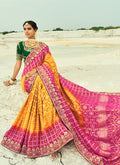 Shop Pink And Yellow Sari Online