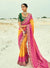 Pink And Yellow Handwork Bandhej Saree