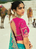 Turquoise And Yellow Saree Online