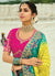 Buy Turquoise And Yellow Handwork Bandhej Saree In UK
